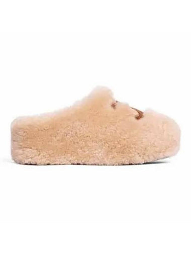 Logo Fur Shearling Mule Cream - CELINE - BALAAN 1