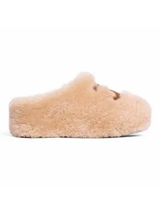 Logo Fur Shearling Mule Cream - CELINE - BALAAN 1