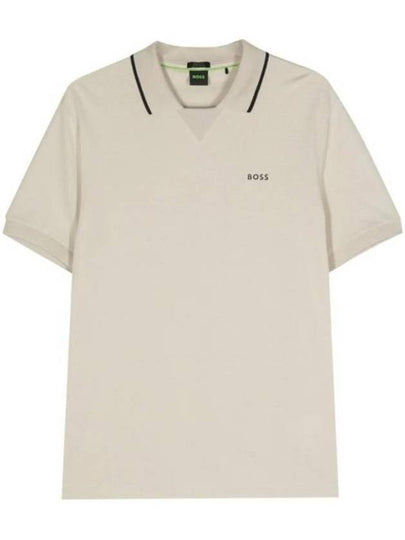 Logo Print Cotton Polo Shirt Light Beige - HUGO BOSS - BALAAN 2