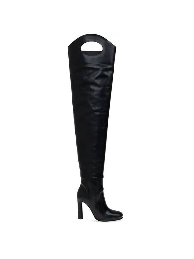 Women's Leather Long Boots Black - BURBERRY - BALAAN 1