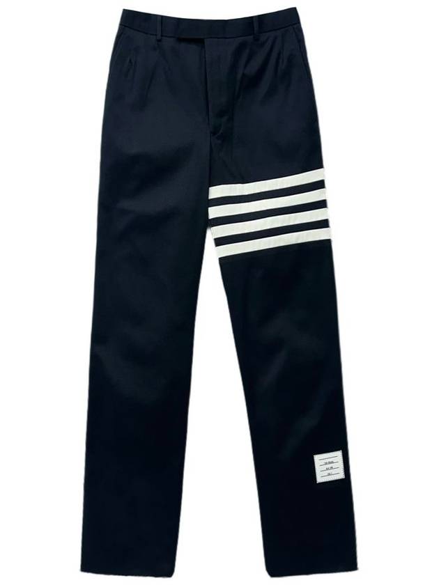 Diagonal Unconstructed Chino Straight Pants Navy - THOM BROWNE - BALAAN 2