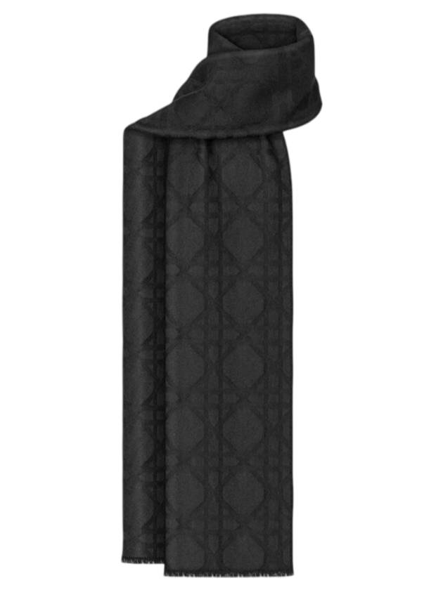 Cannage Cashmere Muffler Black - DIOR - BALAAN 1