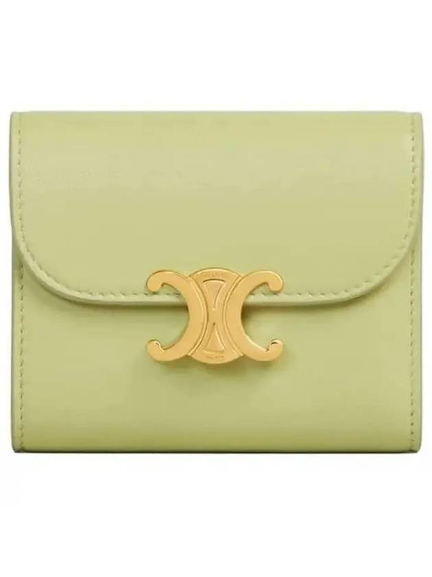 Shiny Triomphe Small Calfskin Half Wallet Green - CELINE - BALAAN 1