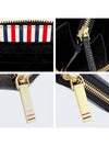 Three Stripes Pebble Grain Zipper Round Half Wallet Black - THOM BROWNE - BALAAN 8