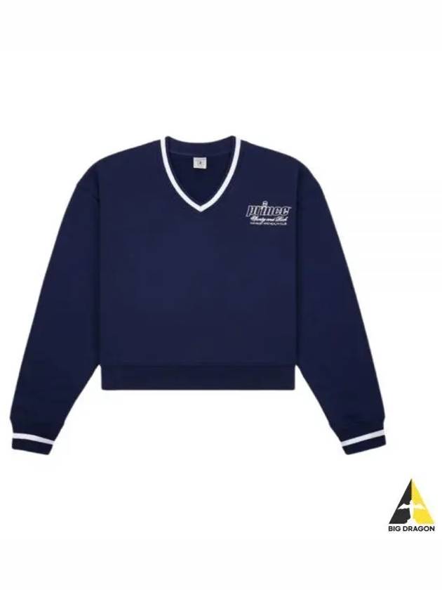 Prince Health Embroidered V Neck Sweatshirt NavyWhite WS054S414PN - SPORTY & RICH - BALAAN 1