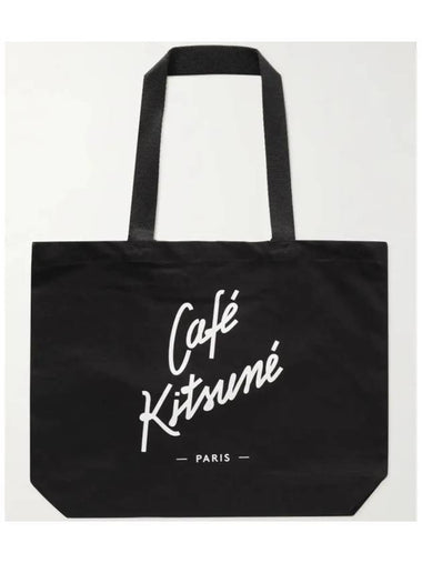 Cafe kitsune printed cotton canvas tote bag black SPCKU05105 BK - MAISON KITSUNE - BALAAN 1