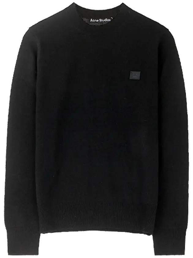 Kalon Face Crew Neck Knit Top Black - ACNE STUDIOS - BALAAN 1