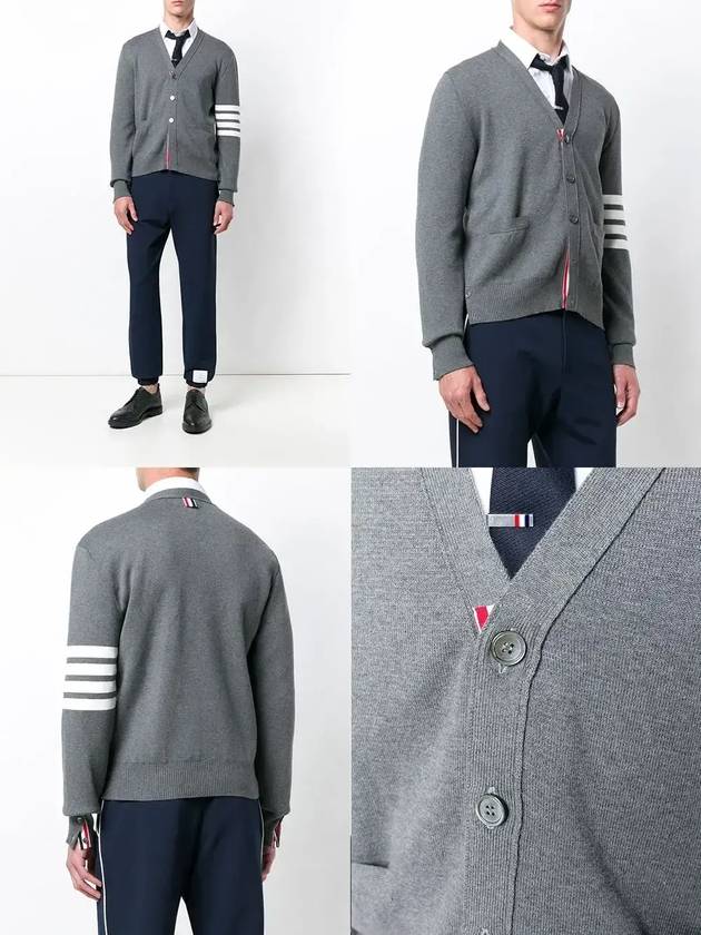 Milano Stitch 4-Bar Cardigan Medium Grey - THOM BROWNE - BALAAN 3