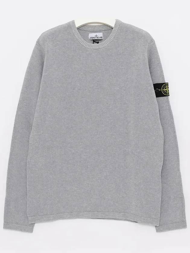 Wappen Patch Crew Neck Knit Top Grey - STONE ISLAND - BALAAN 3