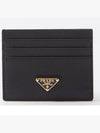 Saffiano Leather Triangle Logo Card Wallet Black Gold - PRADA - BALAAN 2