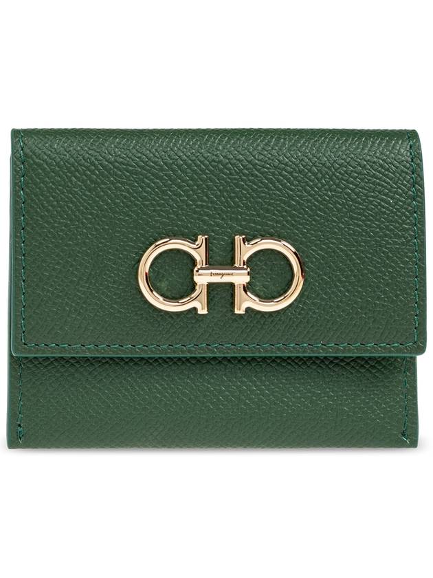 FERRAGAMO Leather Card Case, Women's, Green - SALVATORE FERRAGAMO - BALAAN 1