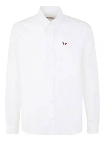 Men's Tricolor Fox Patch Cotton Long Sleeve Shirt White - MAISON KITSUNE - BALAAN 2