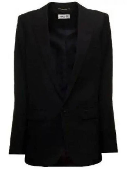 Women's Single Breasted Blazer Virgin Wool Jacket Black - SAINT LAURENT - BALAAN 2