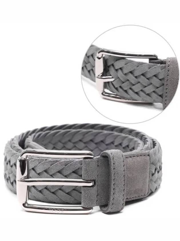 Woven Suede Buckle Leather Belt Grey - TOD'S - BALAAN 2