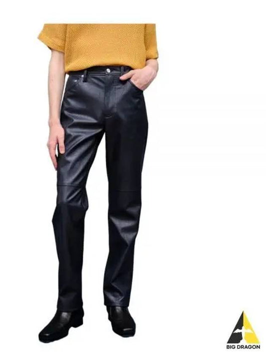 SAKO TROUSER DEEP BLUE Fake Leather Pants - SEFR - BALAAN 1