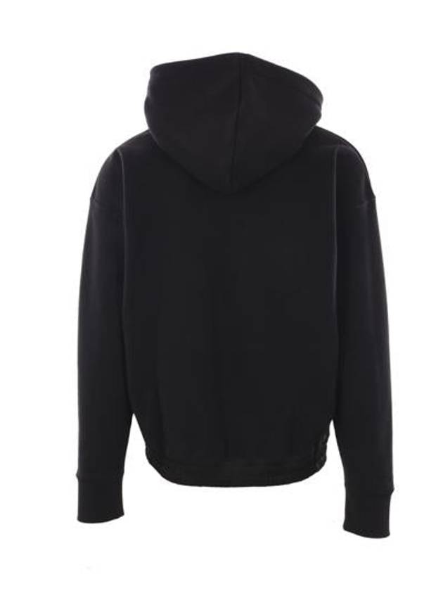 Embroidered Logo Ribbed Cuffs Cotton Hoodie Black - SAINT LAURENT - BALAAN 5