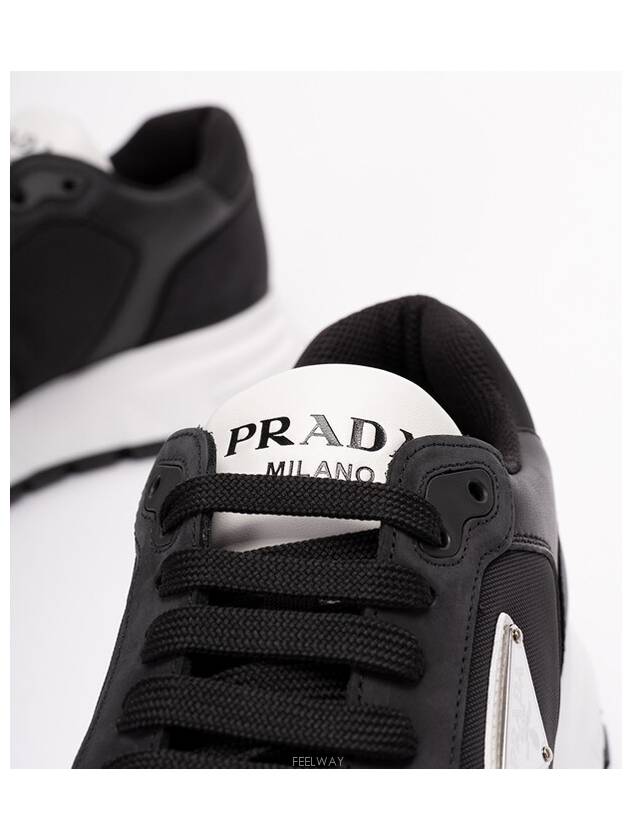 Nubuck Nylon Low Top Sneakers Black - PRADA - BALAAN 4