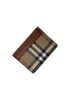 Check Print Leather Card Holder Beige - BURBERRY - BALAAN 5