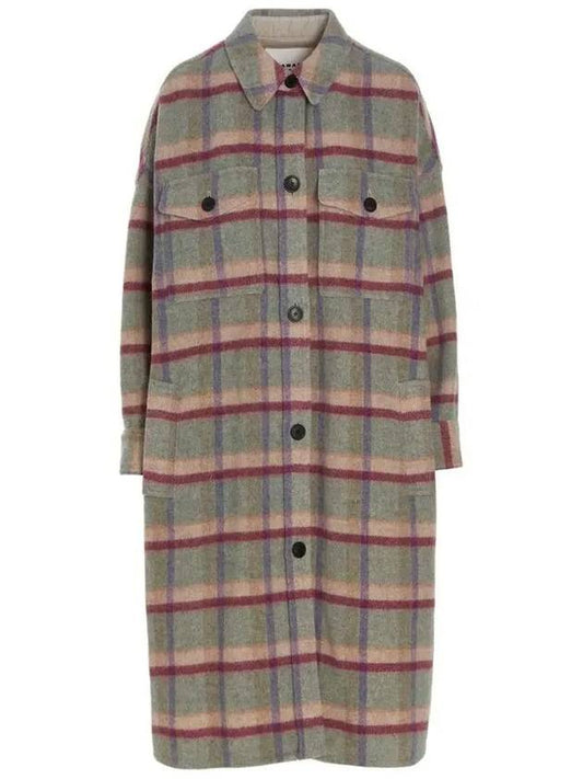 FONTIA Check Wool Long Coat Celadon MA0024FA A1D26E 60CE - ISABEL MARANT - BALAAN 1