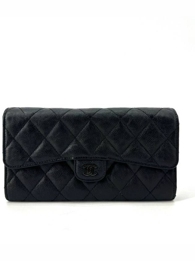 Calfskin black classic flap long wallet - CHANEL - BALAAN 2