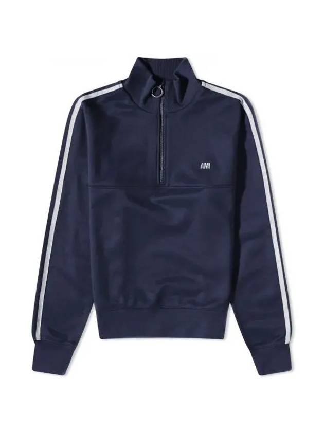 Track Quarter Zipper Sweatshirt Nautic Blue - AMI - BALAAN 1