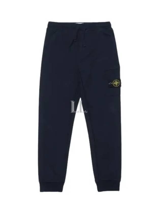 Men's Wappen Patch Cotton Fleece Track Pants Navy - STONE ISLAND - BALAAN 2