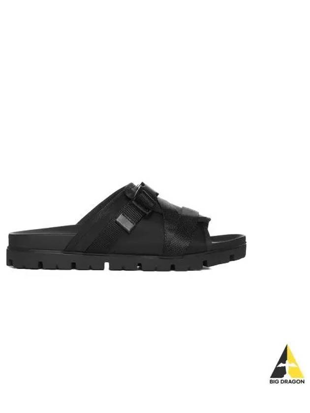 Logo Buckle Strap Slippers Black - PRADA - BALAAN 2