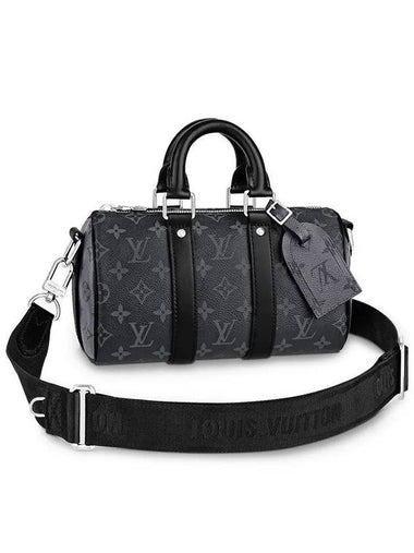 Keepall Bandouliere 25 Monogram Eclipse Cross Bag Black - LOUIS VUITTON - BALAAN 1