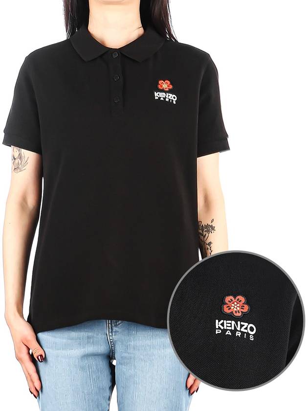 Women's Boke Flower Polo Shirt Black - KENZO - BALAAN 2