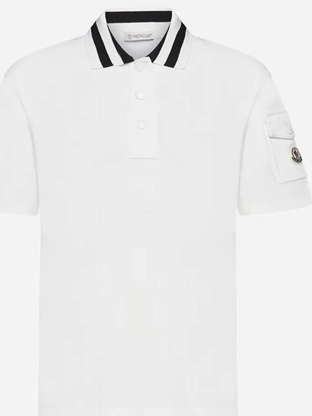 Logo Patch Short Sleeve Polo Shirt Off White - MONCLER - BALAAN 6