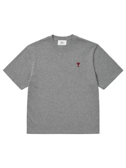 Small Heart Logo Boxy Fit Short Sleeve T-Shirt Grey - AMI - BALAAN 2