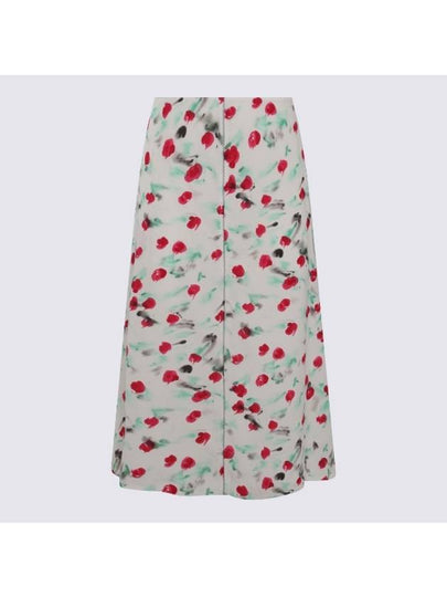 Flower Midi A-Line Skirt White - MARNI - BALAAN 2