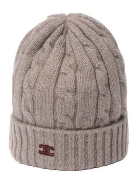 Cable knit Triomphe cashmere beanie - CELINE - BALAAN 1