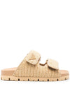 Triangle Logo Knit Slippers Beige - PRADA - BALAAN 1