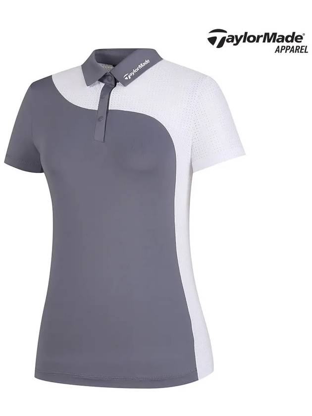 Logo Color Block Punching Collar Short Sleeve T-Shirt TWTYL6246 192 - TAYLORMADE - BALAAN 7