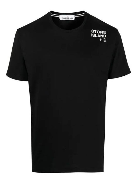 Shoulder Logo Round Short Sleeve T-Shirt Black - STONE ISLAND - BALAAN 2