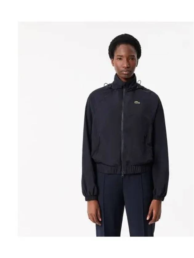 Women s short nylon hooded track jacket dark navy - LACOSTE - BALAAN 1