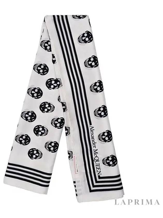 Biker Skull Print Muffler White - ALEXANDER MCQUEEN - BALAAN.