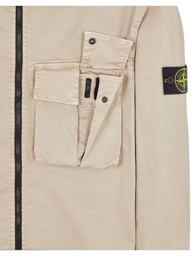 Garment Dyed Stretch Cotton Overshirt Dove Grey - STONE ISLAND - BALAAN 5