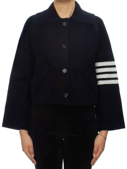 Milano 4-bar Crop Boiled Wool Single Coat Navy - THOM BROWNE - BALAAN 2