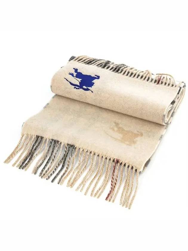 Check EKD Embroidered Reversible Cashmere Scarf Stone - BURBERRY - BALAAN 5