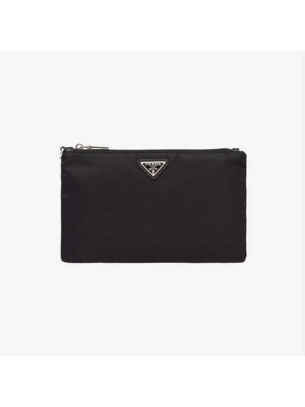 Saffiano Leather Strap Nylon Clutch Bag Black - PRADA - BALAAN 5