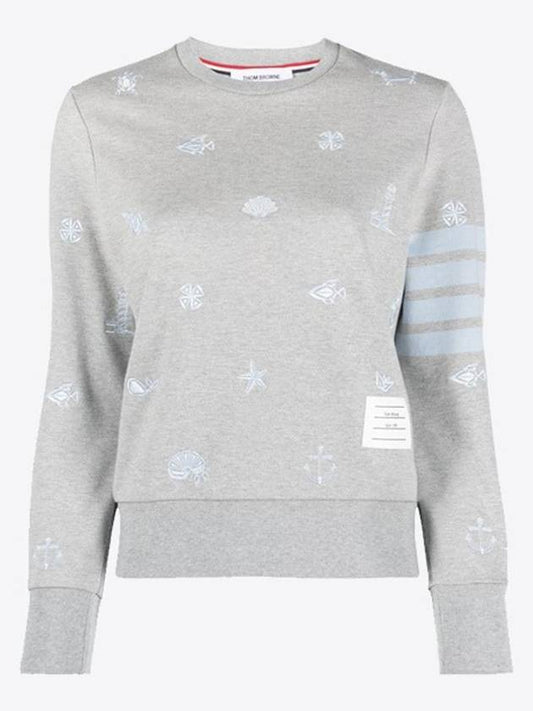 Nautical Embroidery Crew Neck Knit Top Grey - THOM BROWNE - BALAAN 2