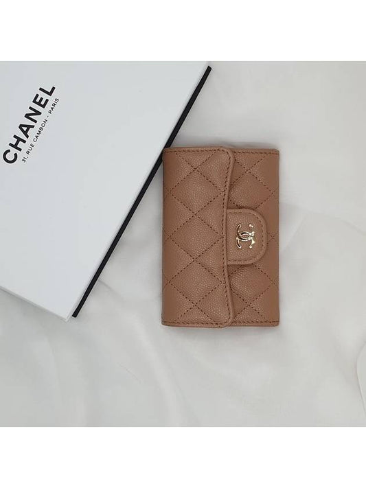 Card wallet snap dark beige gold classic caviar AP0214 - CHANEL - BALAAN 1