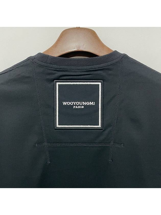 Back Logo Square Label Cotton Short Sleeve T-Shirt Black - WOOYOUNGMI - BALAAN 7