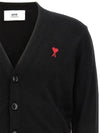 Red Heart Logo Merino Wool Cardigan Black - AMI - BALAAN 5