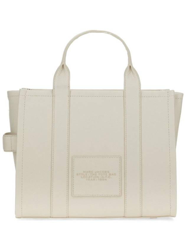 Logo Medium Leather Tote Bag Ivory - MARC JACOBS - BALAAN 3