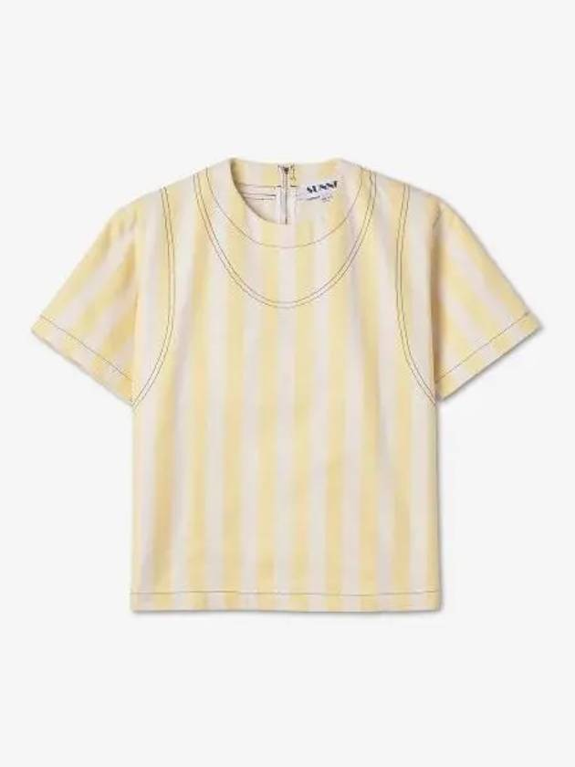 Woven Short Sleeve T Shirt Ecru Yellow CRTWXTOP003DEN004EYS - SUNNEI - BALAAN 1