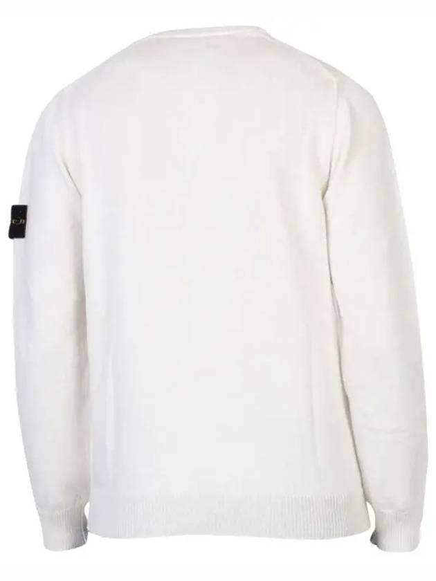 Compass Motif Crew Neck Regular Fit Cotton Knit Top White - STONE ISLAND - BALAAN 3