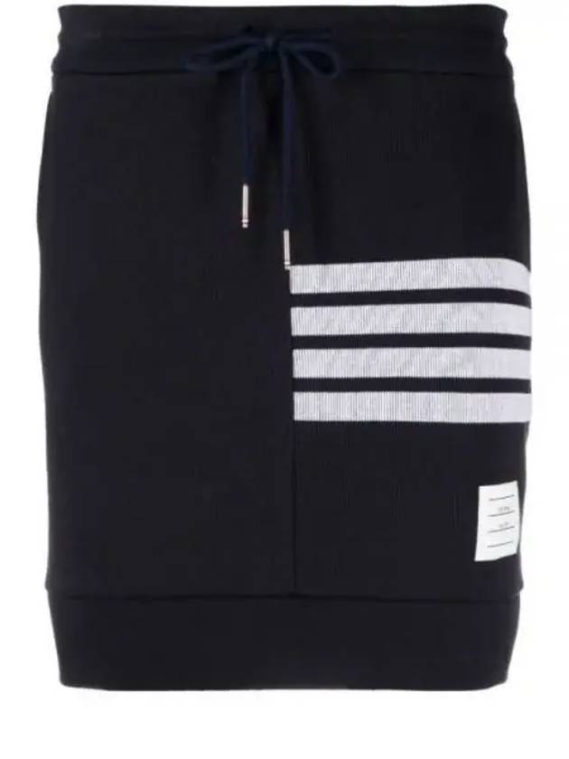 Double Face 4 Bar Knit Mini A Line Skirt Navy - THOM BROWNE - BALAAN 2